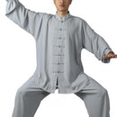 2Pcs/Set Unisex Button Placket Shirt Loose Solid Color Chinese Traditional Tai Chi Suit Kung Fu Wear