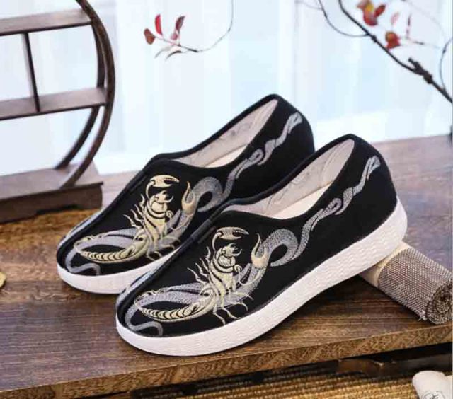Fashion Cloth Flat Shoes For Men Embroidered Cloth Shoes Flat Shoes Black Street Casual Shoes For Men Plus Size 43#