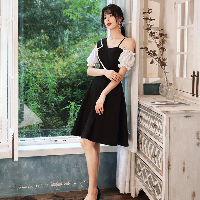 Frauen Weiß Vintage Französisch A-Linie Kleid 2020 Temperament Hepburn Stil Kleider Vestidos