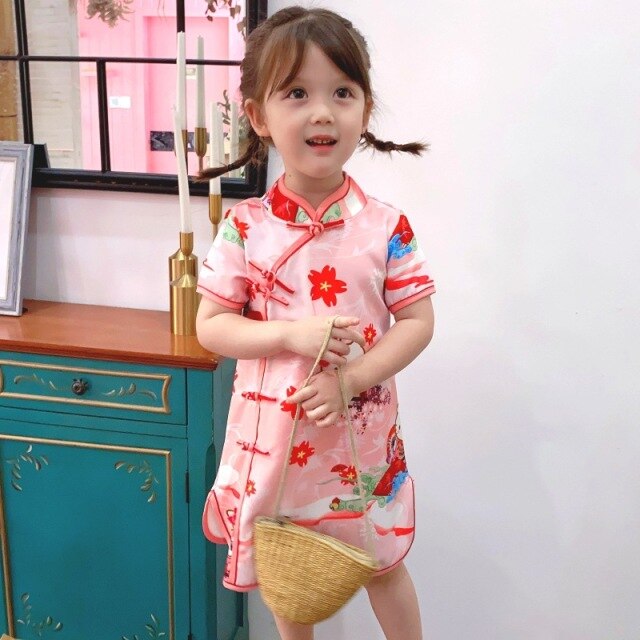 Vestido nuevo Cheongsam para niñas 2021, vestido de princesa, Hanfu, traje Tang para niños