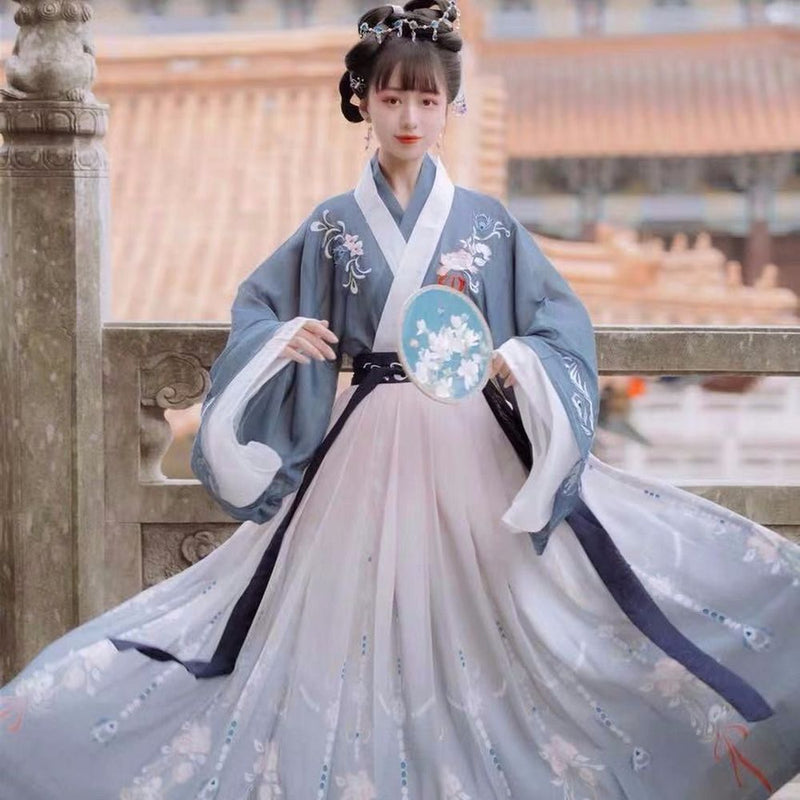 Ropa tradicional china para adultos Hanfu para mujeres bordado elegante gradiente chino antiguo vestido de baile folclórico disfraces Cosplay