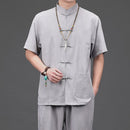 Tang suit men's summer clothes elderly clothes cotton and linen Chinese style short-sleeved suit linen tide
