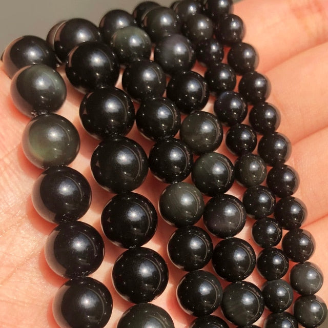 Natürliche schwarze Achate Onyx Steinperlen glatte runde lose Zwischenperlen für die Schmuckherstellung DIY Armbänder 15'' 4/6/8/10/12/14mm