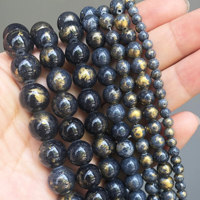 Natural Black Agates Onyx Stone Beads Smooth Round Loose Spacer Beads For Jewelry Making DIY Bracelets 15&#39;&#39; 4/6/8/10/12/14mm