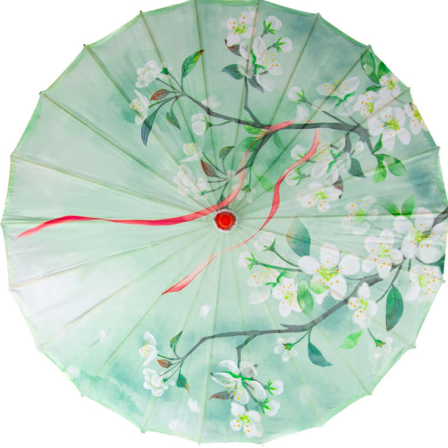 Paraguas de tela de seda para mujer, paraguas de baile antiguo con flores de cerezo japonés, paraguas decorativo, paraguas de papel al óleo de estilo chino