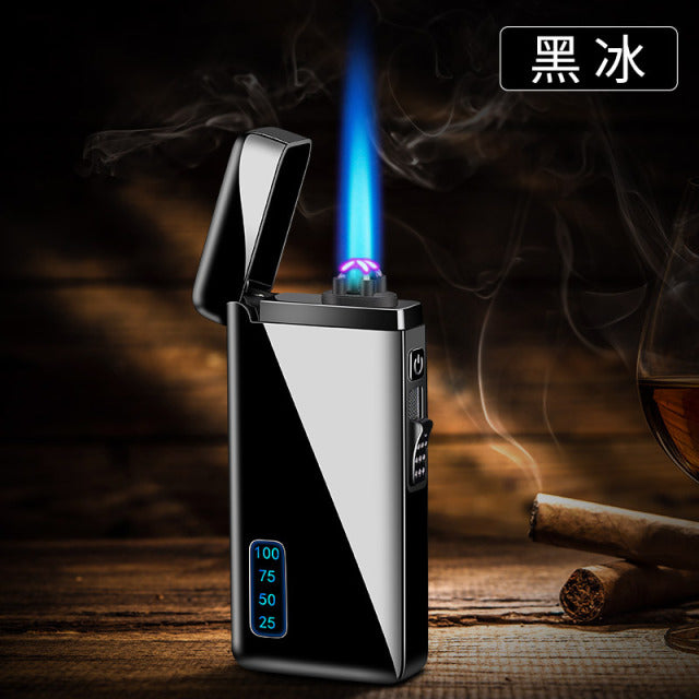 New Windproof Metal USB Lighter Torch Turbo Lighter Jet Dual Arc LED Lighter Gas Chargeable Electric Butane Pipe Cigar Lighter