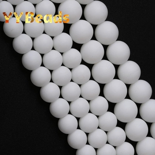 Wholesale Natural Stone White Black Agates Dull Polish Matte Onyx Beads Round Beads for Jewelry Making DIY Bracelets 4-12mm 15&quot;