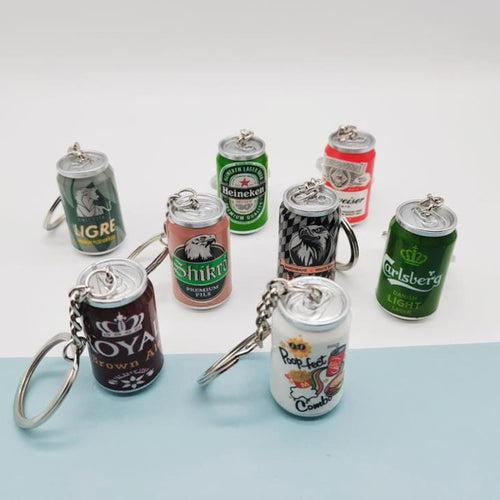 Simulation Beer Cans Keychain Boy Men Creative Trinket Couple's Cool Tide Bag Backpack Car Key Accessories Pendant Keyring Gift
