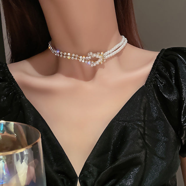 Gargantilla de perlas de imitación blanca grande elegante, Collar de cadena de clavícula, Collar de moda para mujer, Collar de joyería de boda 2021 nuevo