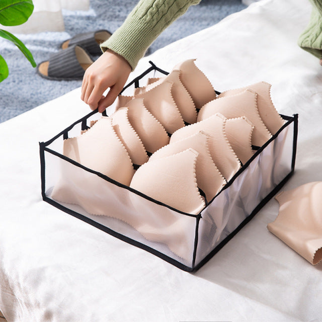 Dormitory closet organizer for socks home separated underwear storage box 7 grids jeans bra organizer foldable drawer organizer