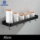 White / Black Kitchen Storage Rack Shelf Spice Bottle Rack Space Aluminum Multi-function Shelf Towel Bar Hook