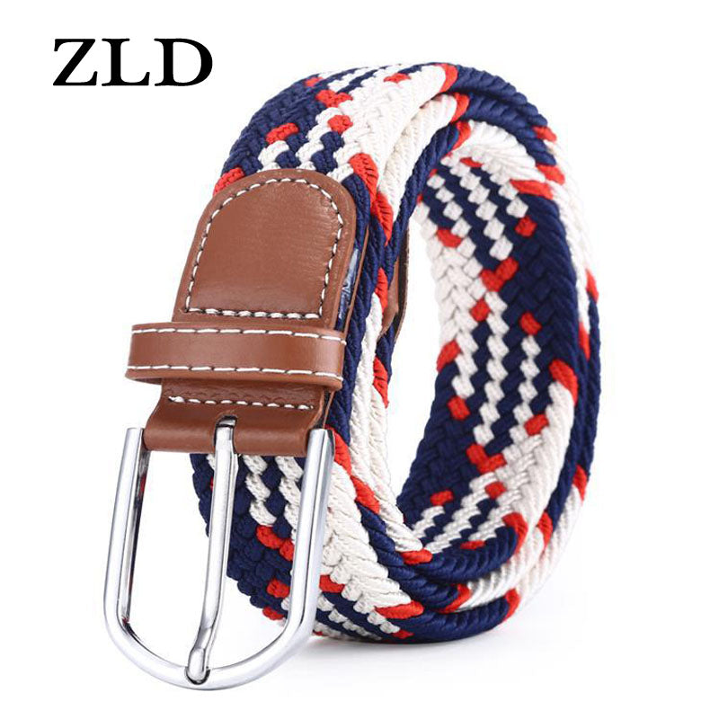 ZLD 60 colores mujer Casual tejido Pin hebilla hombres cinturón tejido lona elástico extensible trenzado cinturones elásticos para mujeres Jeans