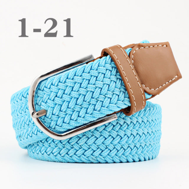 ZLD 60 Colors Female Casual Knitted Pin Buckle Men Belt Woven Canvas Elastic Expandable Braided Stretch Belts For Women Jeans