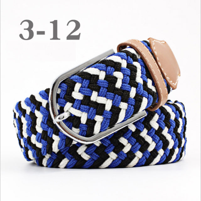 ZLD 60 Colors Female Casual Knitted Pin Buckle Men Belt Woven Canvas Elastic Expandable Braided Stretch Belts For Women Jeans