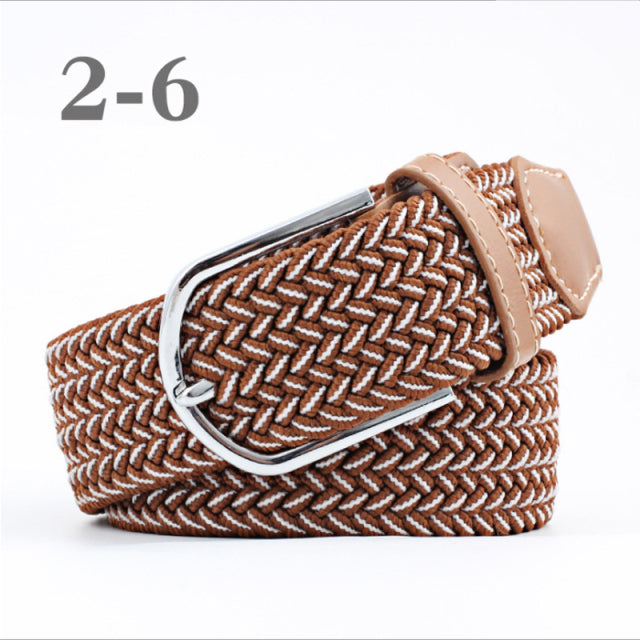 ZLD 60 Colors Female Casual Knitted Pin Buckle Men Belt Woven Canvas Elastic Expandable Braided Stretch Belts For Women Jeans