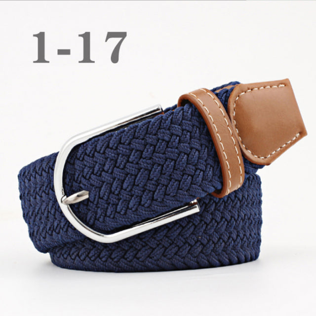 ZLD 60 Colors Female Casual Knitted Pin Buckle Men Belt Woven Canvas Elastic Expandable Braided Stretch Belts For Women Jeans