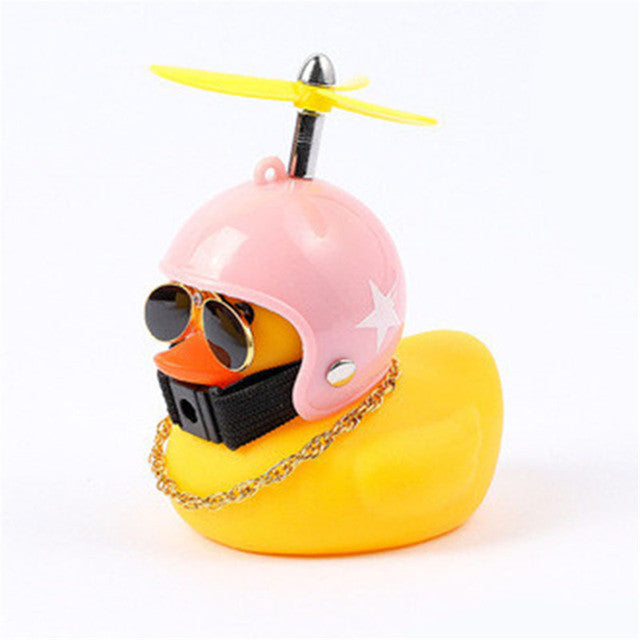 Car Cute Little Yellow Duck With Helmet Propeller Wind-breaking Wave-breaking Duck Auto Internal Decoration Car Ornaments Decor