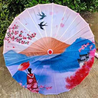 Seidentuch Damen Regenschirm Japanische Kirschblüten Antiker Tanzregenschirm Dekorativer Regenschirm Chinesischer Stil Ölpapier Regenschirm