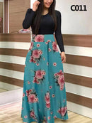 Vestido de fiesta largo de talla grande con estampado de flores y costuras de verano para mujer, vestido ceñido al cuerpo 2021, vestido superlargo elegante y Sexy para mujer