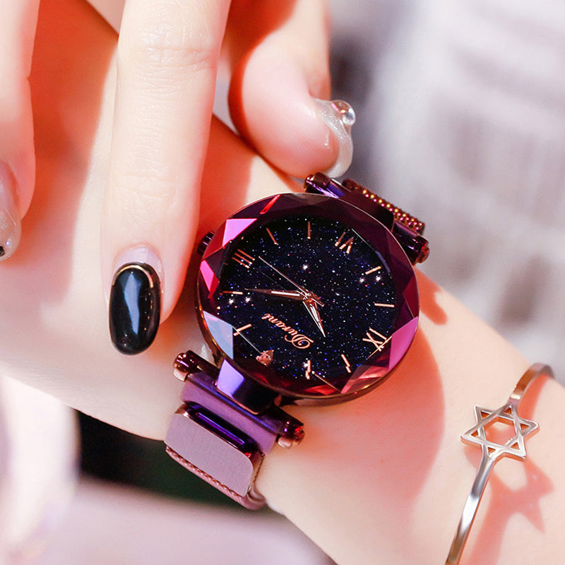Nuevo reloj de moda para mujer elegante imán de cuarzo reloj de mujer hebilla cielo estrellado número romano reloj de pulsera para mujer regalo Dropshipping