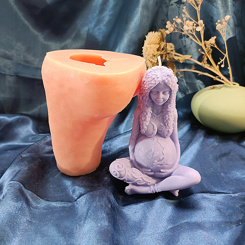 Free Shipping  Goddness Mother Earth Candle Mold Gaia Handmade 3D Silicone Clay Mould