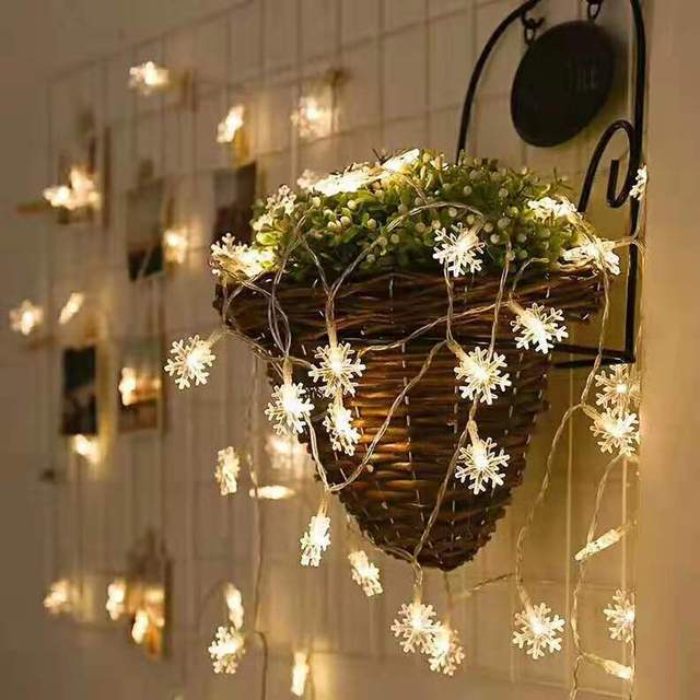 1.5M/3M Snowflake LED String Lights Fairy Lights Festoon Led Light  Battery-operated Garland New Year Christmas Decorations 2021