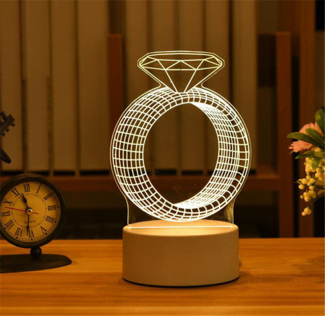 3D Lampe Acryl USB LED Nachtlichter Leuchtreklame Lampe Weihnachten Weihnachtsschmuck für Zuhause Schlafzimmer Geburtstagsdeko Hochzeitsgeschenke