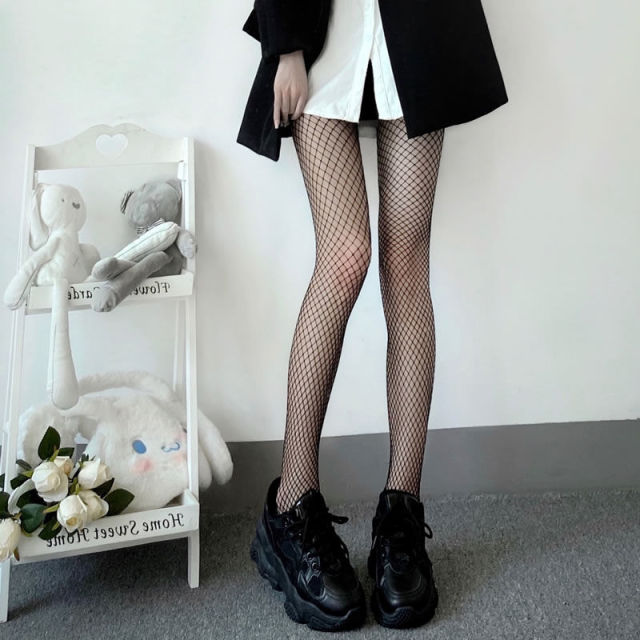 Medias sexis de red de cintura alta para mujer, medias para discoteca, pantimedias de red tejidas, lencería de malla, disfraces de Cosplay de Anime Lolita 2021