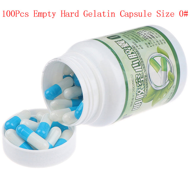 100/1000 Uds. Cápsula de gelatina dura vacía tamaño 0 #1 #2 # Gel Kosher transparente píldora de medicina vitaminas cápsula de píldora vacía
