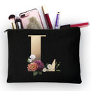Make-up-Tasche für Mädchen, goldenes Buchstabenmuster, klassische Organizer-Tasche, Beutel für Reisetaschen, Damen-Kosmetiktasche