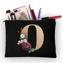 Make-up-Tasche für Mädchen, goldenes Buchstabenmuster, klassische Organizer-Tasche, Beutel für Reisetaschen, Damen-Kosmetiktasche