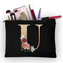 Make-up-Tasche für Mädchen, goldenes Buchstabenmuster, klassische Organizer-Tasche, Beutel für Reisetaschen, Damen-Kosmetiktasche