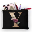 Make-up-Tasche für Mädchen, goldenes Buchstabenmuster, klassische Organizer-Tasche, Beutel für Reisetaschen, Damen-Kosmetiktasche