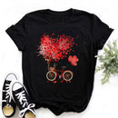 Woman Butterfly Tree Print Harajuku Summer Tshirts Casual Round Neck Short Slee Top Tee Shirt Women Black T-shirt Drop Ship