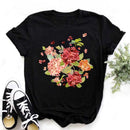 Woman Butterfly Tree Print Harajuku Summer Tshirts Casual Round Neck Short Slee Top Tee Shirt Women Black T-shirt Drop Ship