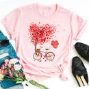 Woman Butterfly Tree Print Harajuku Summer Tshirts Casual Round Neck Short Slee Top Tee Shirt Women Black T-shirt Drop Ship