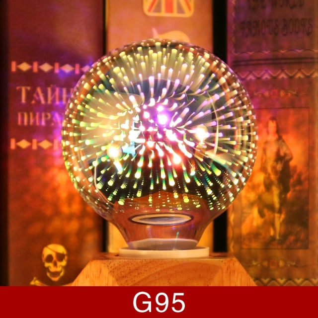 Decoración 3D Bombilla LED E27 6W 85-265V Vintage Edison Bombilla Estrella Fuegos artificiales Lámpara Vacaciones Luz nocturna Novedad Árbol de Navidad