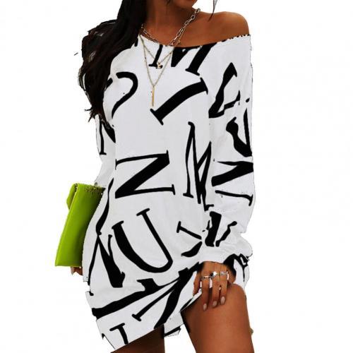 Vestido de mujer con estampado de letras Hip Hop Camiseta larga suelta Casual Streetwear manga larga cuello redondo vestido para fiesta de talla grande вечернее
