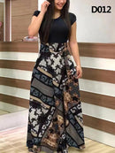 Vestido largo de verano para mujer, estampado de empalme Floral para banquete, cuello redondo, manga corta, ajustado, elegante, Sexy, para mujer, vestido largo Xl