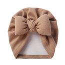 Boutique Faux Cashmere Baby Hat Warm Autumn Winter Beanies Solid Bow Topknot Bonnet Infant Boys Girls Caps New Turban Headwraps