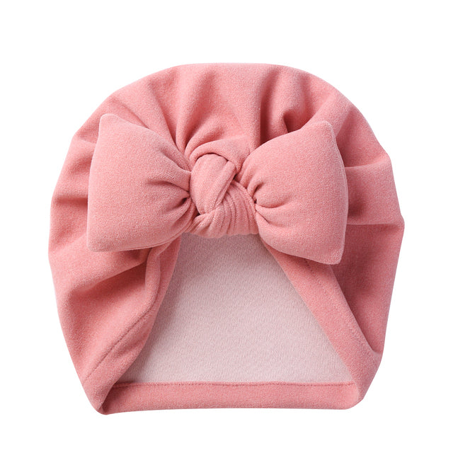 Boutique Faux Kaschmir Babymütze Warme Herbst Winter Mützen Solide Schleife Topknot Bonnet Infant Jungen Mädchen Caps New Turban Headwraps