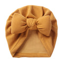 Boutique Faux Cashmere Baby Hat Warm Autumn Winter Beanies Solid Bow Topknot Bonnet Infant Boys Girls Caps New Turban Headwraps