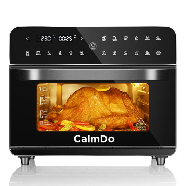 CalmDo 1800W Heißluftfritteuse Konvektionsofen 25L Digitaler Touchscreen Toaster Ofen mit 12 voreingestellten Kochprogrammen Pizzamaschine Ofen