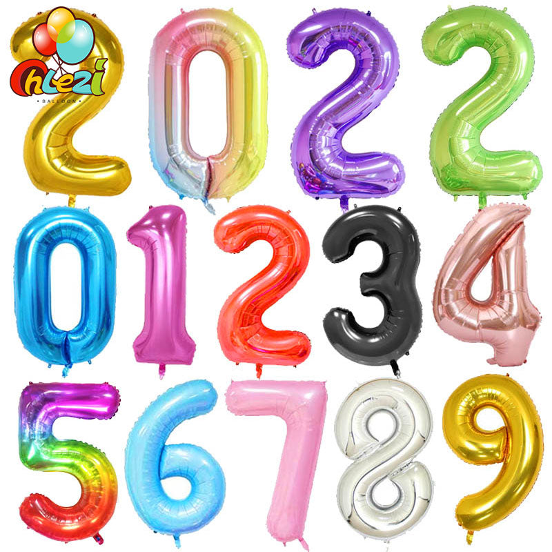 40Inch Big Foil Birthday Balloons Helium Number Balloon 0-9 Happy Birthday Wedding Party Decorations Shower Large Figures Globos