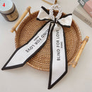 Korea Long Ribbon Pearls Hair Bands Bow Hair Scrunchies For Women Girls Summer Floral Print Pontail Hair Ties Hair Accessories