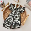 Korea Long Ribbon Pearls Hair Bands Bow Hair Scrunchies For Women Girls Summer Floral Print Pontail Hair Ties Hair Accessories