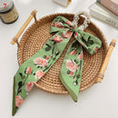 Korea Long Ribbon Pearls Hair Bands Bow Hair Scrunchies For Women Girls Summer Floral Print Pontail Hair Ties Hair Accessories