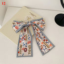 Korea Long Ribbon Pearls Hair Bands Bow Hair Scrunchies For Women Girls Summer Floral Print Pontail Hair Ties Hair Accessories