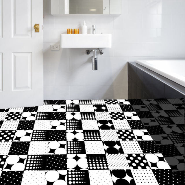 10 Stück Bodenaufkleber für Badezimmer, Küche, Schlafzimmer, selbstklebend, verschleißfest, wasserdicht, rutschfest, Aufkleber für Toilettenfliesen