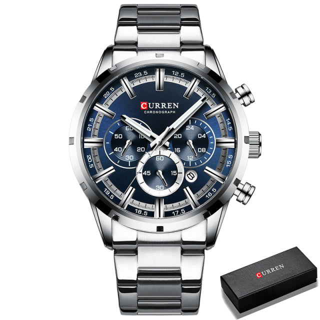 Reloj CURREN para hombre, marca superior, relojes deportivos de cuarzo de lujo para hombre, reloj de pulsera cronógrafo resistente al agua de acero completo, reloj Masculino